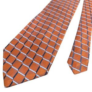 Jos A‎ Bank Tie Signature Collection Orange Gold Stunning Geometric Square Silk